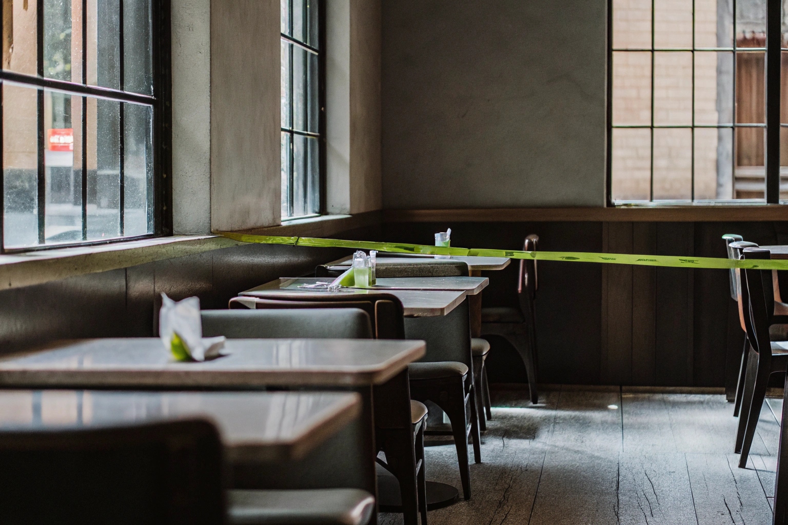 Clean restaurant interior in NYC prepared for health code inspection