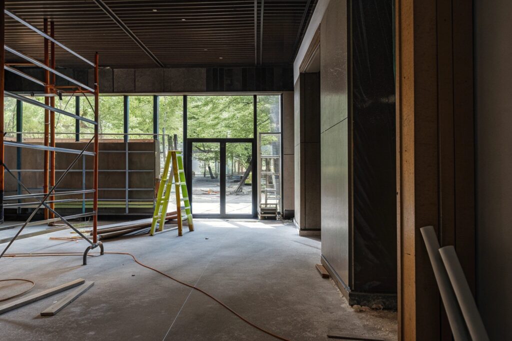 Post-construction cleanup in NYC removing dust and debris from interiors