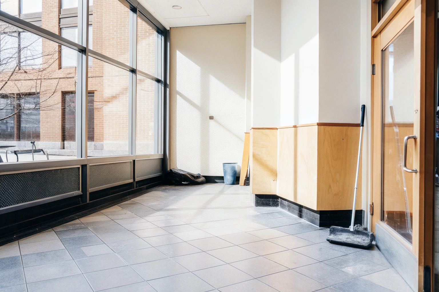 Clean lobby of a mixed-use property in New York City after professional cleaning