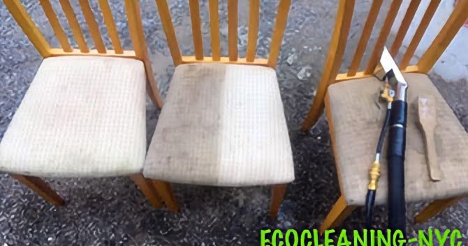 Before and after upholstery cleaning — real NYC client