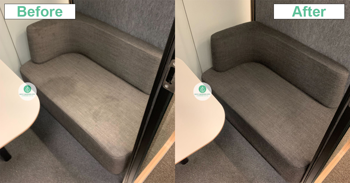 Before and after upholstery cleaning — real NYC client